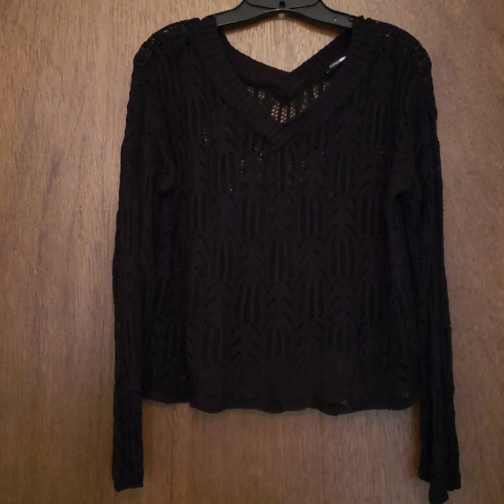Fashion Nova V neck wide sweater black S